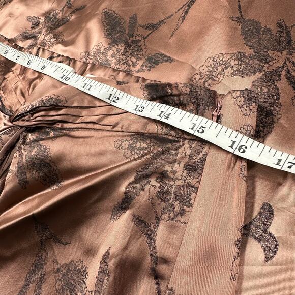 Vince Iris Floral Jacquard Twist Knot Midi Skirt Brown Women's Size 10 NWT NEW - Picture 11 of 12